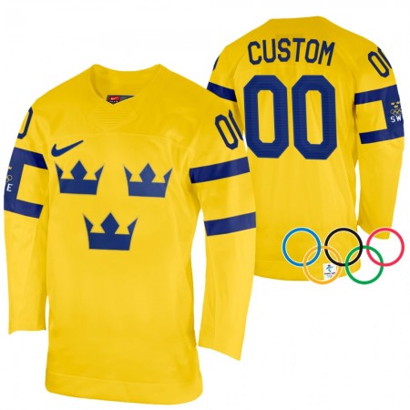 Pánské Hokejový Dres Švédsko Personalizované 2022 Winter Olympics Žlutá Authentic
